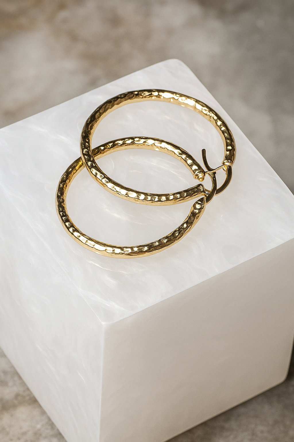 The Tamar 18K Gold Textured Hoop Earrings