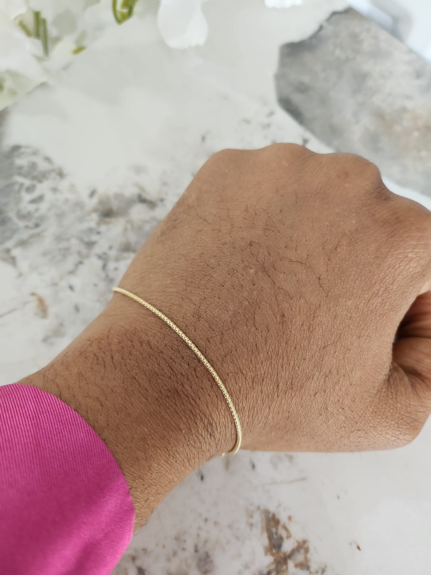 The Leah 18K Gold Herringbone Chain Bracel